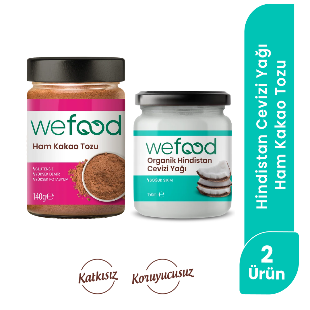 Wefood Organik Hindistan Cevizi Yağı 150 ml + Wefood Ham Kakao Tozu 140 gr
